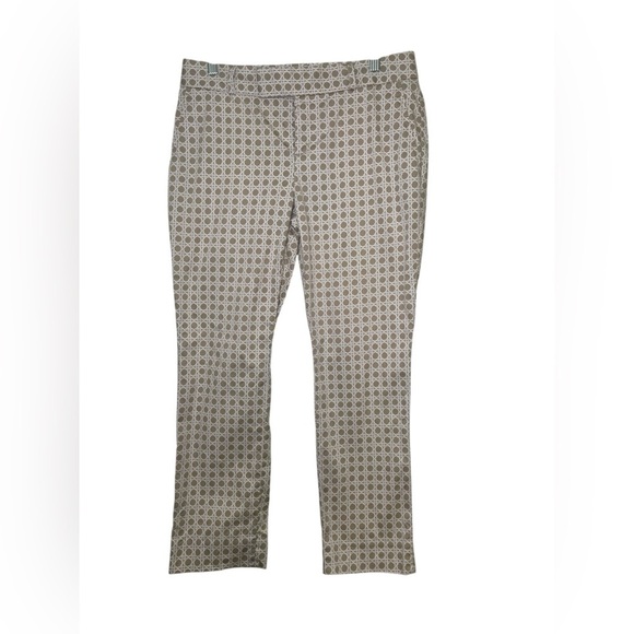 Banana Republic Brown Lattice Print Slim Fit Ankle Pants Size 4 Cotton - Picture 2 of 7
